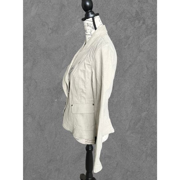 Lafayette 148 NY Khaki Textured Canvas Blazer Size 4 - Picture 4 of 8